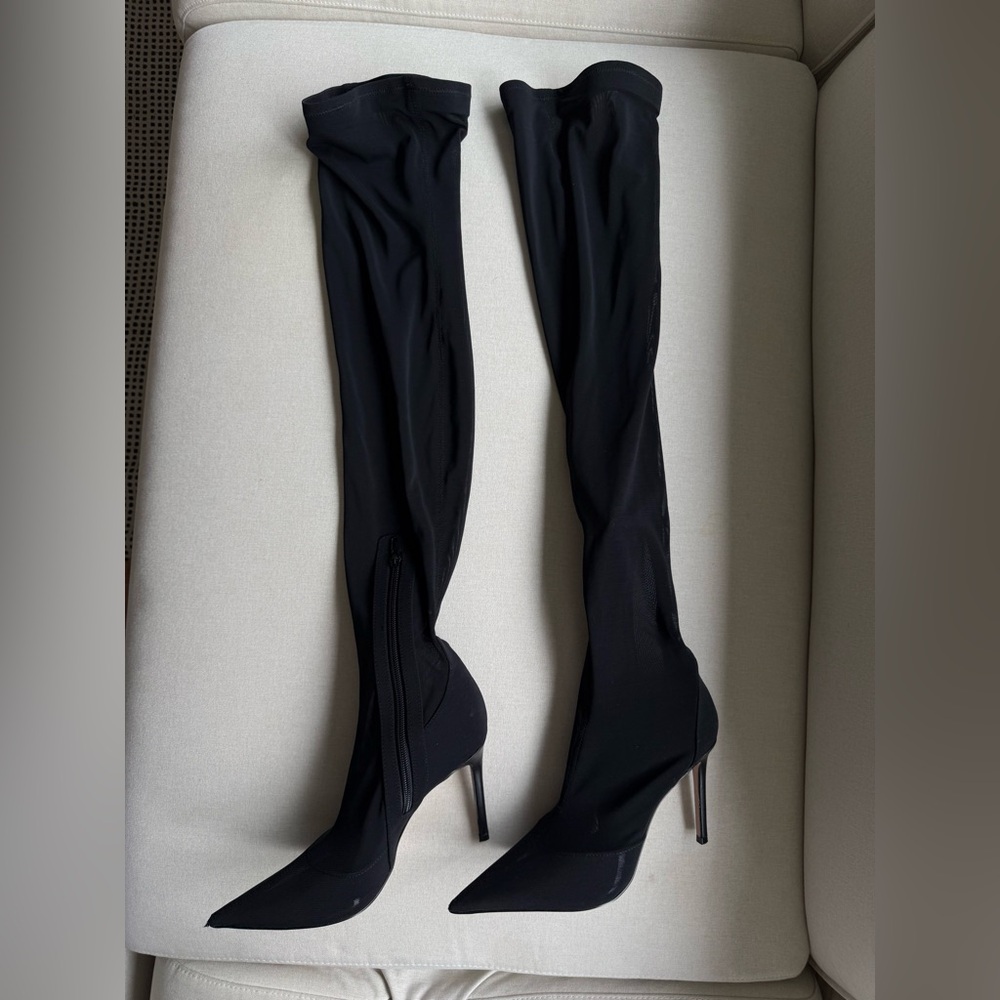Black Over-the-Knee Stiletto Sock Boots
